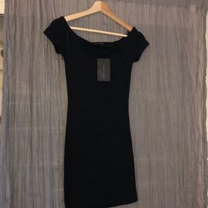 NEVER WORN black off the shoulder body con dress